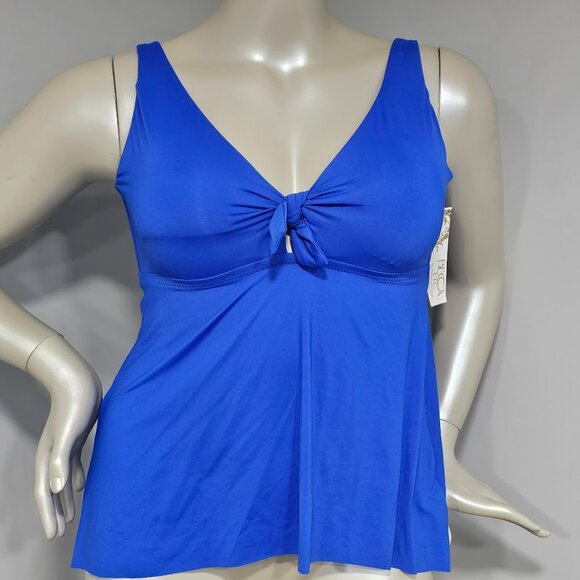 Becca Etc Plus Size Color Code Flounce Tankini Top - Picture 2 of 7